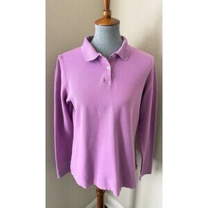 L.L.Bean Women's Size Medium Purple Long Sleeve Polo Shirt